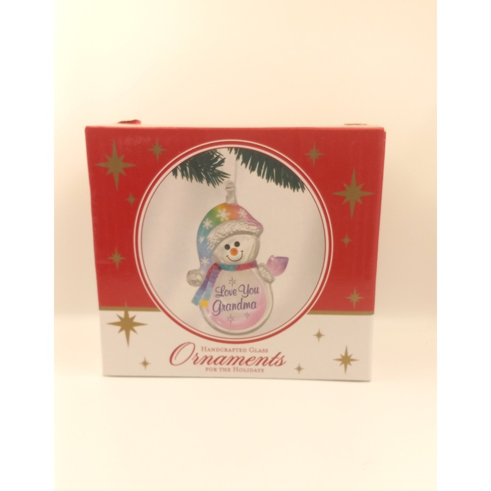 Glass Baron Snowman Love You Grandma Handcrafted Glass Ornament W3 376-GR